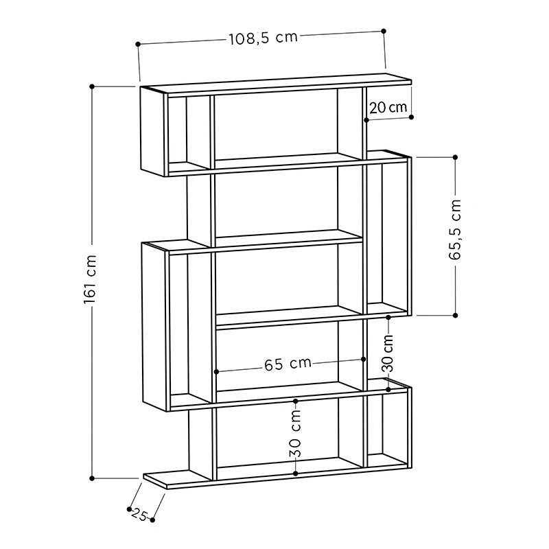 Βιβλιοθήκη MITO pakoworld σε λευκό χρώμα 108,5x25,5x161 pakoworld
