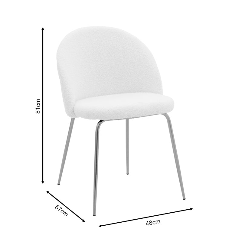 Καρέκλα Fersais pakoworld λευκό μπουκλέ-χρυσό μέταλλο 48x57x81εκ pakoworld