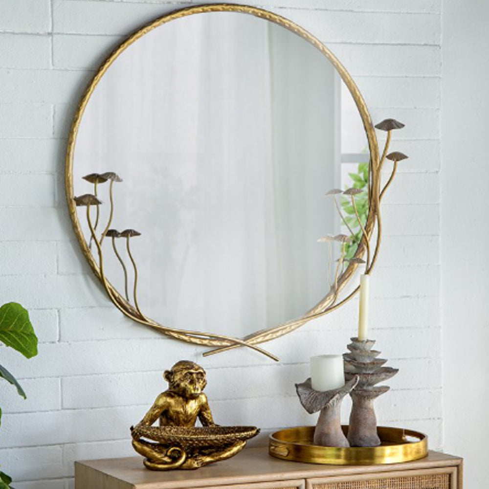 Artekko Mushroom Καθρέφτης Τοίχου Μέταλλο/Γυαλί Χρυσό (87x90x7)cm ARTEKKO