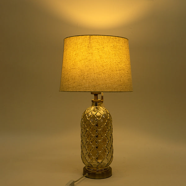 ΕΠΙΤΡΑΠΕΖΙΟ ΦΩΤΙΣΤΙΚΟ ΜΕ ΛΙΝΟ ΚΑΠΕΛΟ ΜΕΤΑΛΛΟ-ΓΥΑΛΙ ΣΕ ΧΡΥΣΟ-ΜΠΕΖ ΧΡΩΜΑ 60x33cm