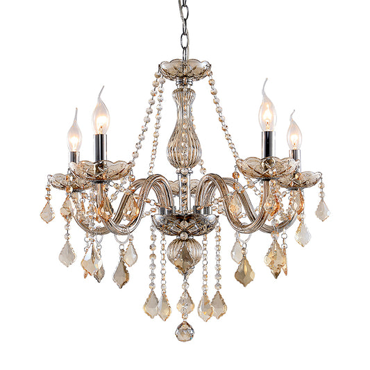 Artekko Chandelier Luna Πολυέλαιος 5φωτος Σαμπανιζέ Κρύσταλλο (60x60x60)cm ARTEKKO