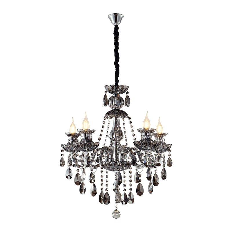 Artekko Chandelier Riky Πολυέλαιος 8φωτος Ανθρακί Κρύσταλλο (80x80x70)cm ARTEKKO