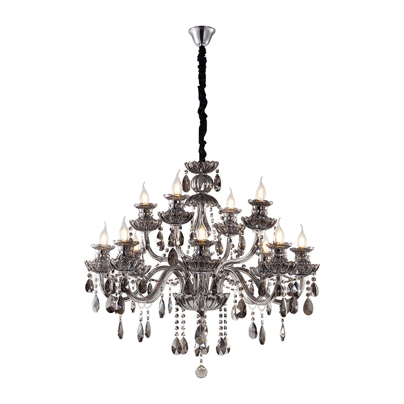 Artekko Chandelier Riky Πολυέλαιος 12φωτος Ανθρακί Κρύσταλλο (80x80x70)cm ARTEKKO