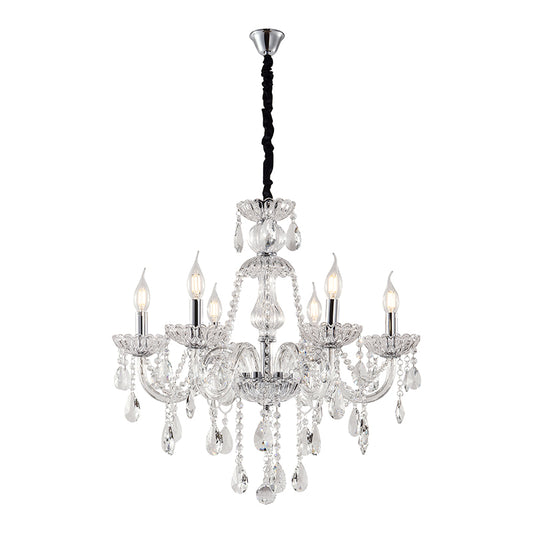 Artekko Chandelier Sisy Πολυέλαιος 8φωτος Διάφανο Κρύσταλλο (80x80x70)cm ARTEKKO