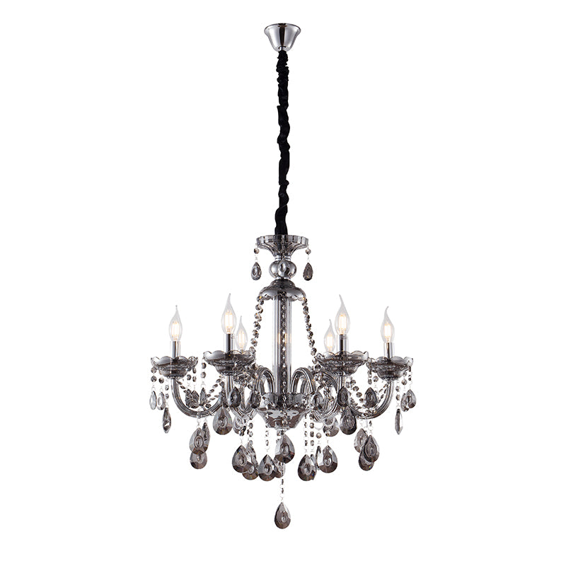 Artekko Chandelier Kiky Πολυέλαιος 6φωτος Ανθρακί Κρύσταλλο (60x60x70)cm ARTEKKO