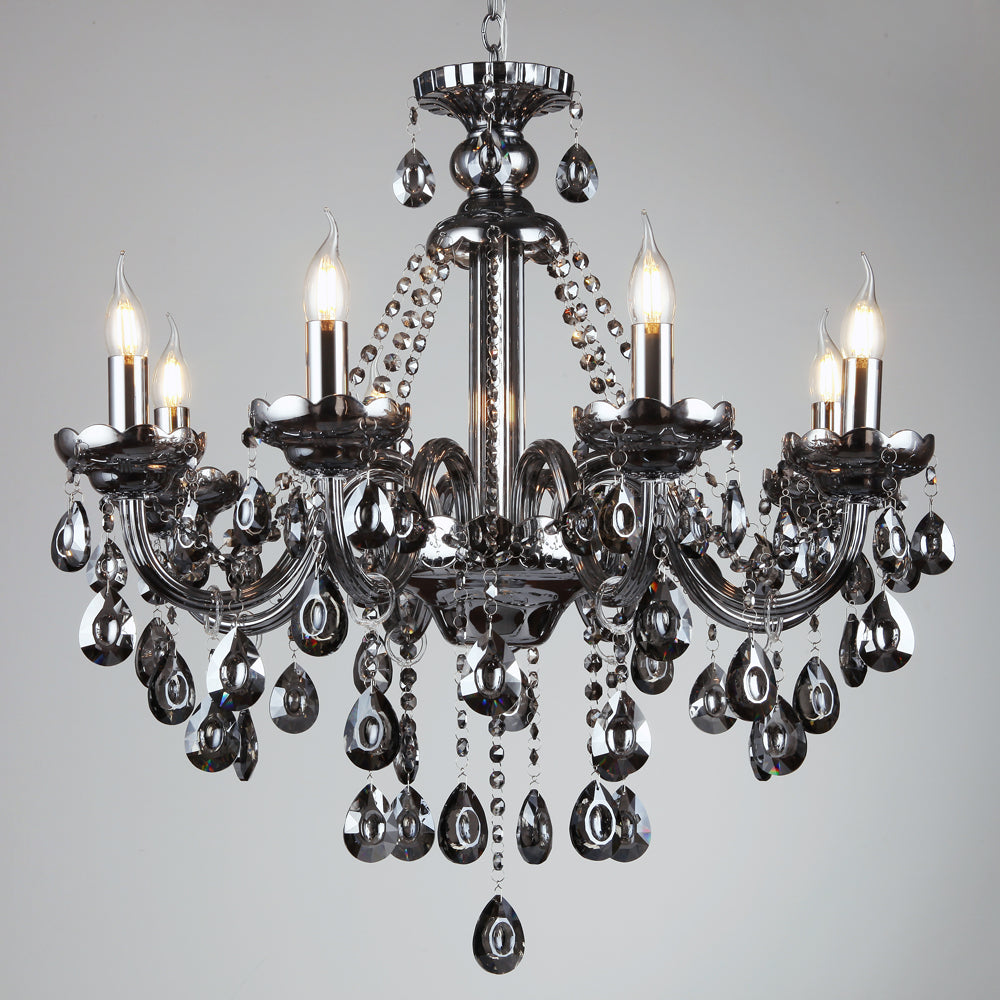 Artekko Chandelier Kiky Πολυέλαιος 8φωτος Ανθρακί Κρύσταλλο (70x70x80)cm ARTEKKO