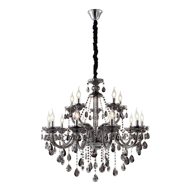 Artekko Chandelier Kiky Πολυέλαιος 15φωτος Ανθρακί Κρύσταλλο (90x90x90)cm ARTEKKO