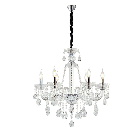 Artekko Chandelier Zara Πολυέλαιος 6φωτος Διάφανο Κρύσταλλο (60x60x70)cm ARTEKKO