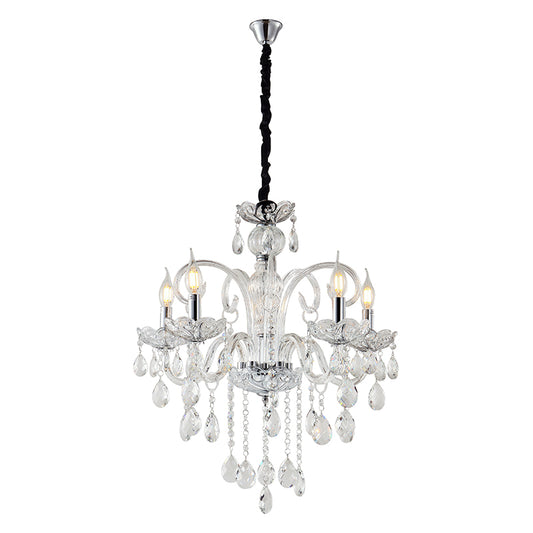 Artekko Chandelier Nouli Πολυέλαιος 5φωτος Διάφανο Κρύσταλλο (60x60x60)cm ARTEKKO