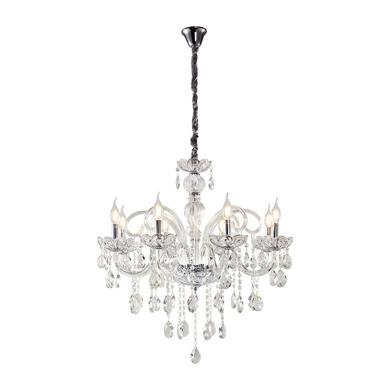 Artekko Chandelier Nouli Πολυέλαιος 8φωτος Διάφανο Κρύσταλλο (70x70x70)cm ARTEKKO