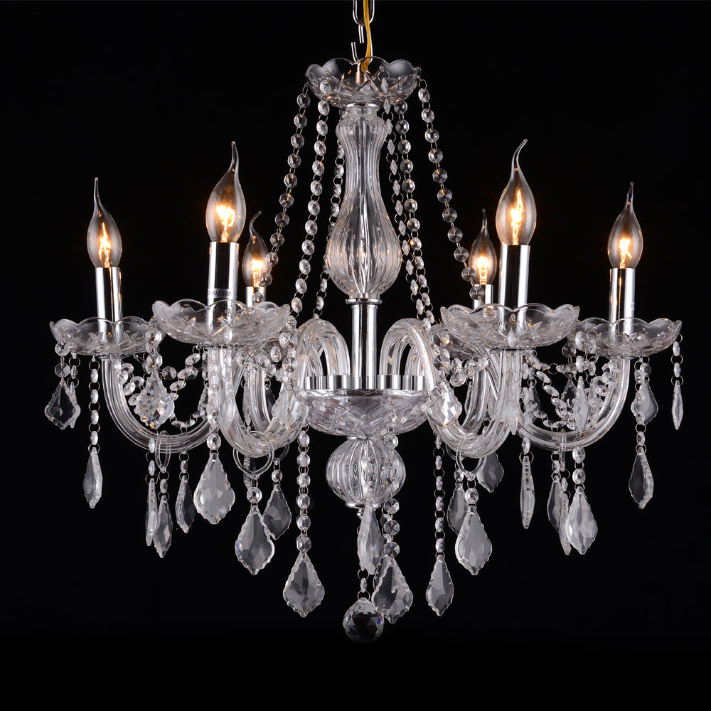 Artekko Chandelier Lisa Πολυέλαιος 6φωτος Διάφανο Κρύσταλλο (66x65x60)cm ARTEKKO