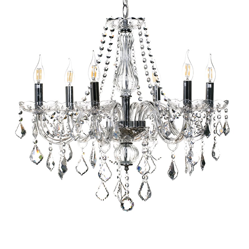 Artekko Chandelier Lisa Πολυέλαιος 6φωτος Διάφανο Κρύσταλλο (66x65x60)cm ARTEKKO