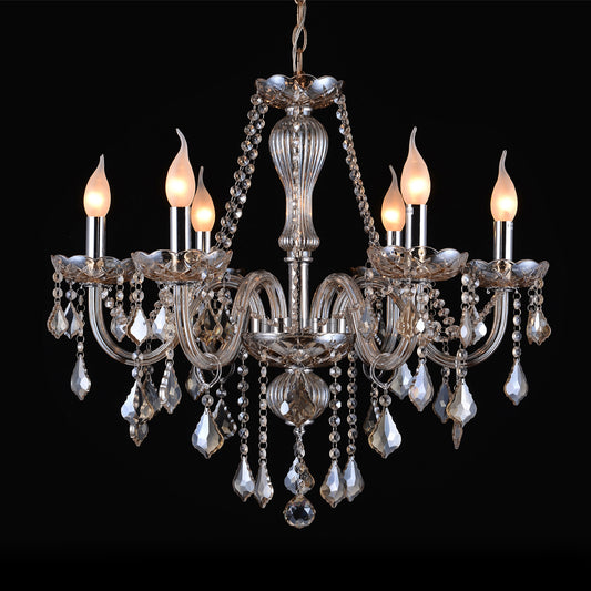 Artekko Chandelier Luna Πολυέλαιος 6φωτος Σαμπανιζέ Κρύσταλλο (70x70x60)cm ARTEKKO