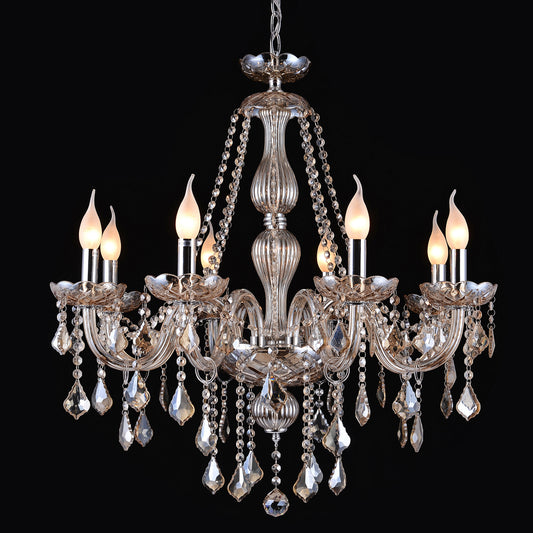 Artekko Chandelier Luna Πολυέλαιος 8φωτος Σαμπανιζέ Κρύσταλλο (70x70x80)cm ARTEKKO