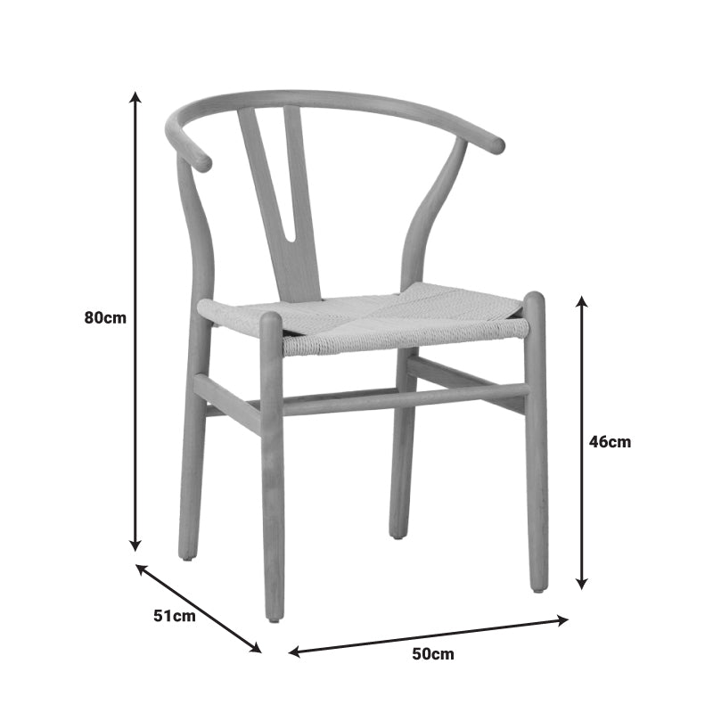 Καρέκλα Wishbone pakoworld rubberwood-σχοινί σε φυσική απόχρωση 50x51x80εκ pakoworld