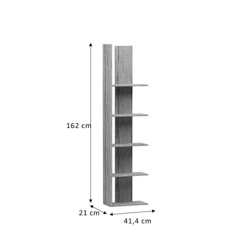 Βιβλιοθήκη Mirca pakoworld μελαμίνης sonoma 41,4x21x162εκ pakoworld