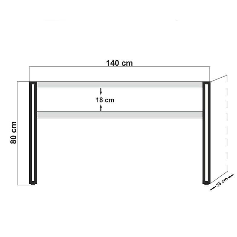 Κονσόλα PWF-0241 pakoworld χρώμα πεύκου-μαύρο 140x35x80εκ pakoworld