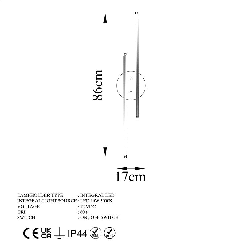 Φωτιστικό τοίχου-απλίκα Expedition pakoworld LED 16W χρυσό 17x5x86εκ pakoworld