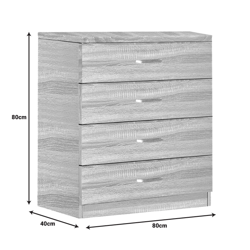 Συρταριέρα Killian pakoworld  με 4 συρτάρια sonoma 80x40x80εκ pakoworld