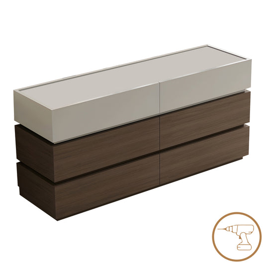 Συρταριέρα Sonlen pakoworld mdf σε καρυδί-μπεζ απόχρωση 120x40x72εκ pakoworld