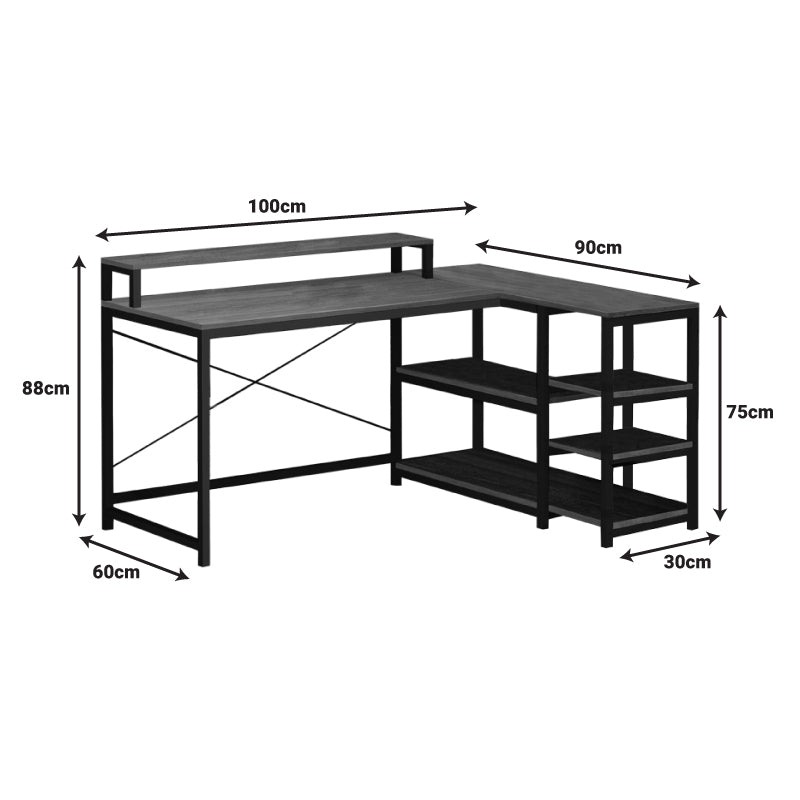 Γραφείο γωνιακό Ketul PW MDF-metal σε oak απόχρωση 100x60x88εκ