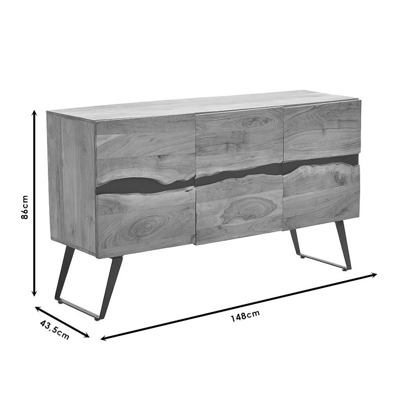 Μπουφές Imena pakoworld μασίφ ξύλο 4εκ φυσικό-μαύρο 148x43.5x86εκ pakoworld