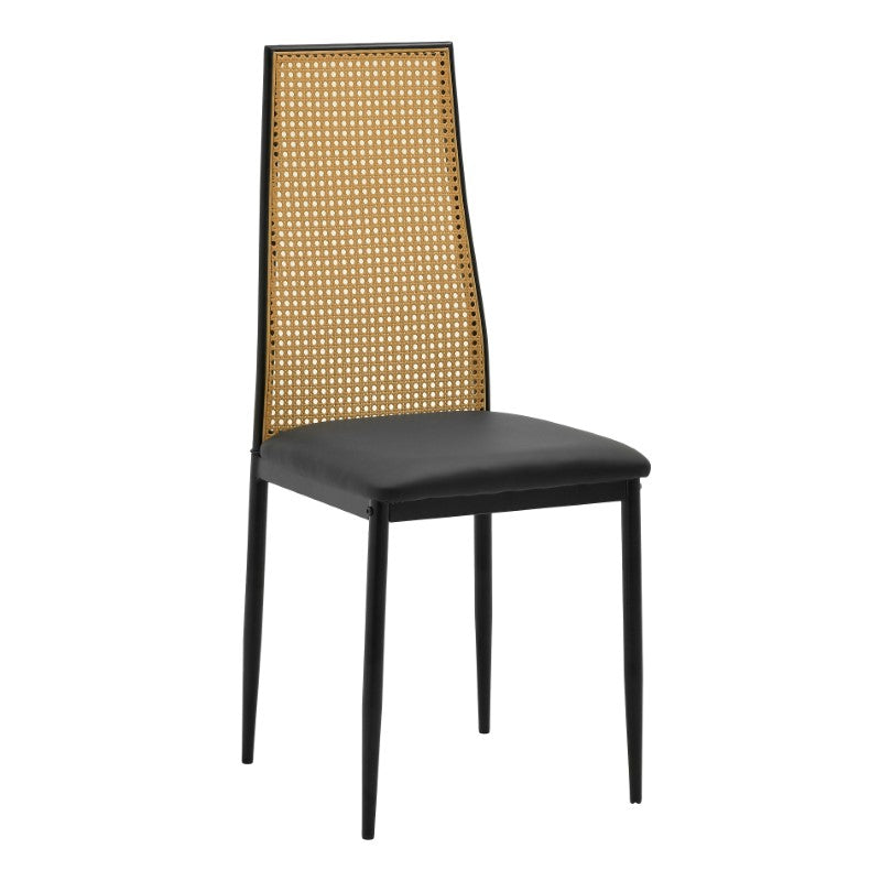 Καρέκλα Lasmipe Inart μαύρο-φυσικό pu-rattan 40x49x96εκ INART