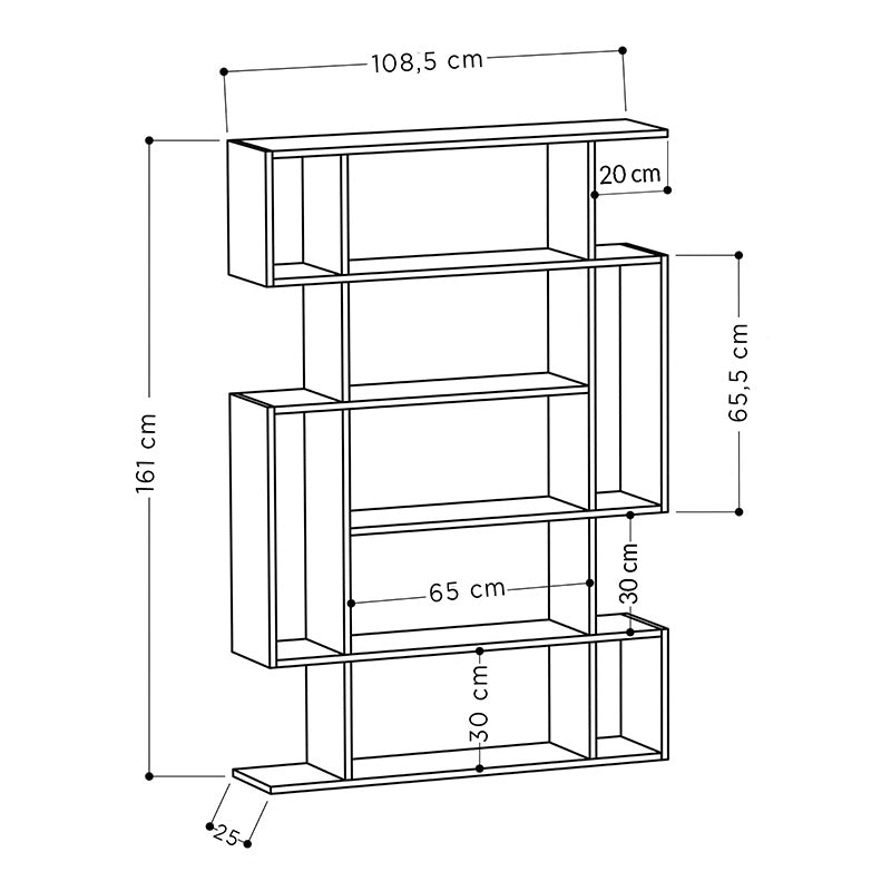 Βιβλιοθήκη MITO pakoworld σε λευκό χρώμα 108,5x25,5x161 pakoworld