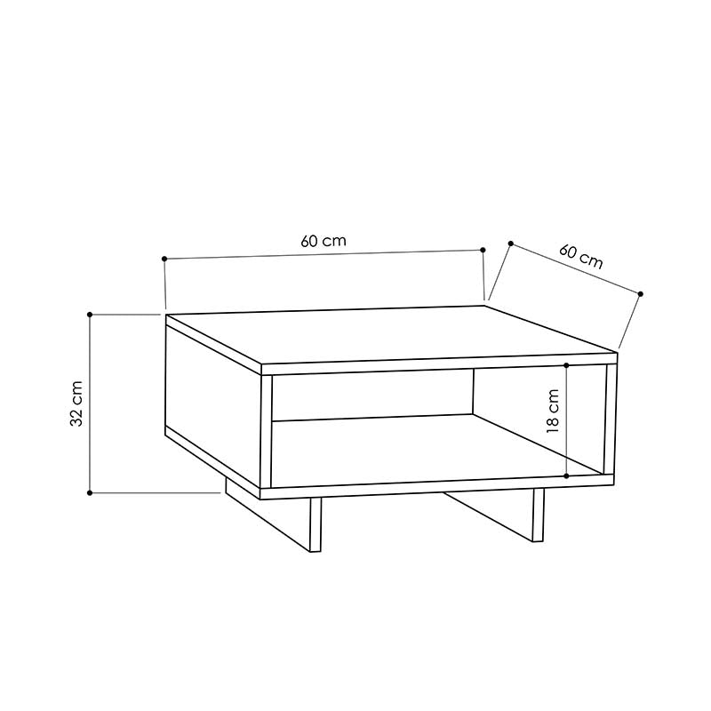 Τραπέζι σαλονιού Hola pakoworld antique λευκό-ανθρακί 60x60x32εκ pakoworld