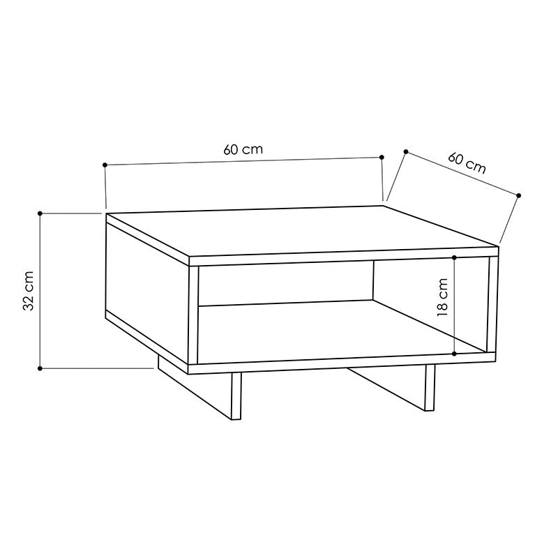 Τραπέζι σαλονιού Hola pakoworld ανθρακί 60x60x32εκ pakoworld