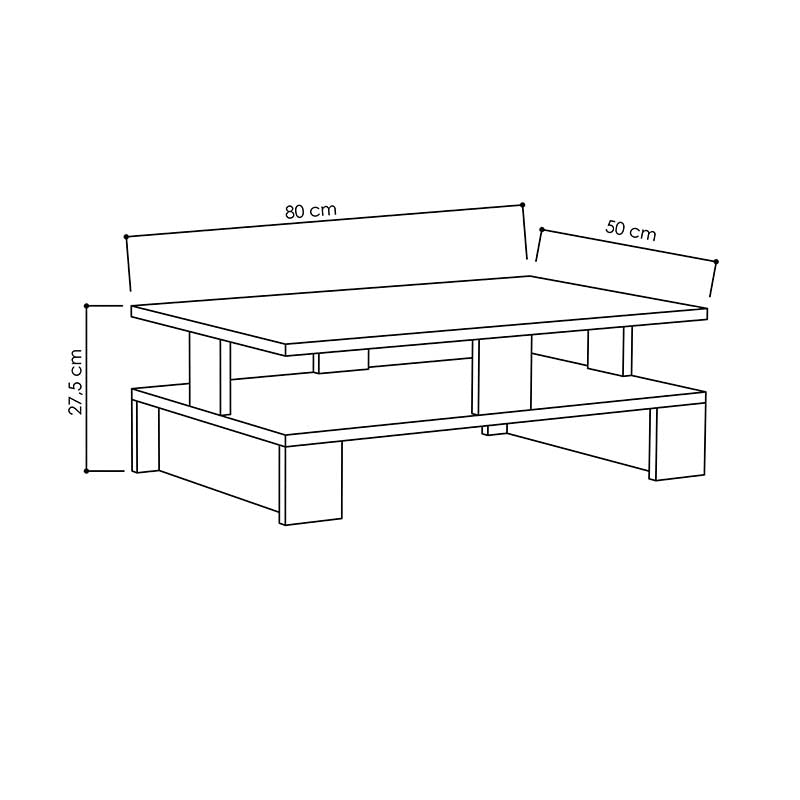 Τραπέζι σαλονιού Mansu pakoworld χρώμα ανθρακί 80x50x27,5εκ pakoworld