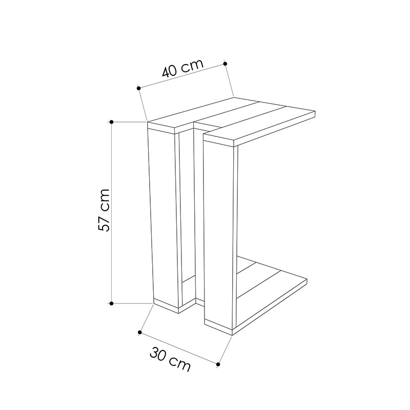 Βοηθητικό τραπέζι Muju pakoworld σε χρώμα λευκό 40x30x57εκ pakoworld