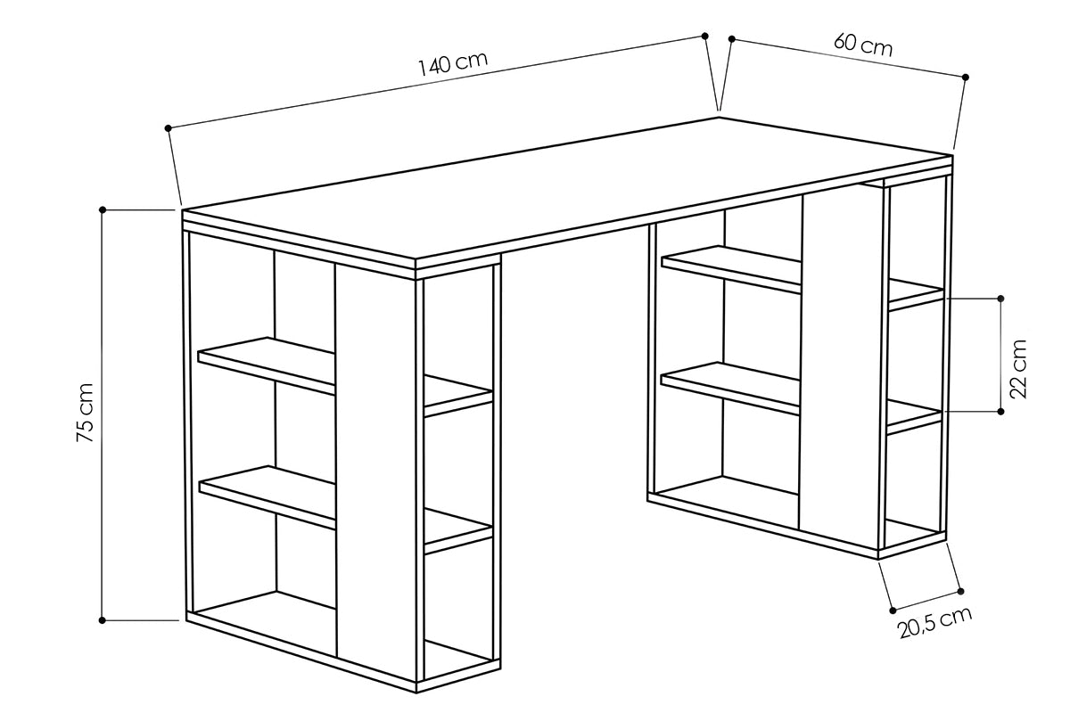 Γραφείο Colmar pakoworld χρώμα λευκό -σκούρο φυσικό 140x60x75εκ pakoworld