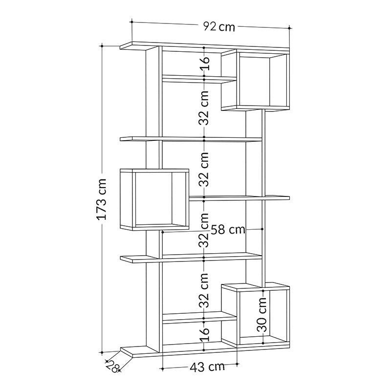 Βιβλιοθήκη Soto pakoworld χρώμα φυσικό 92x28x173εκ pakoworld