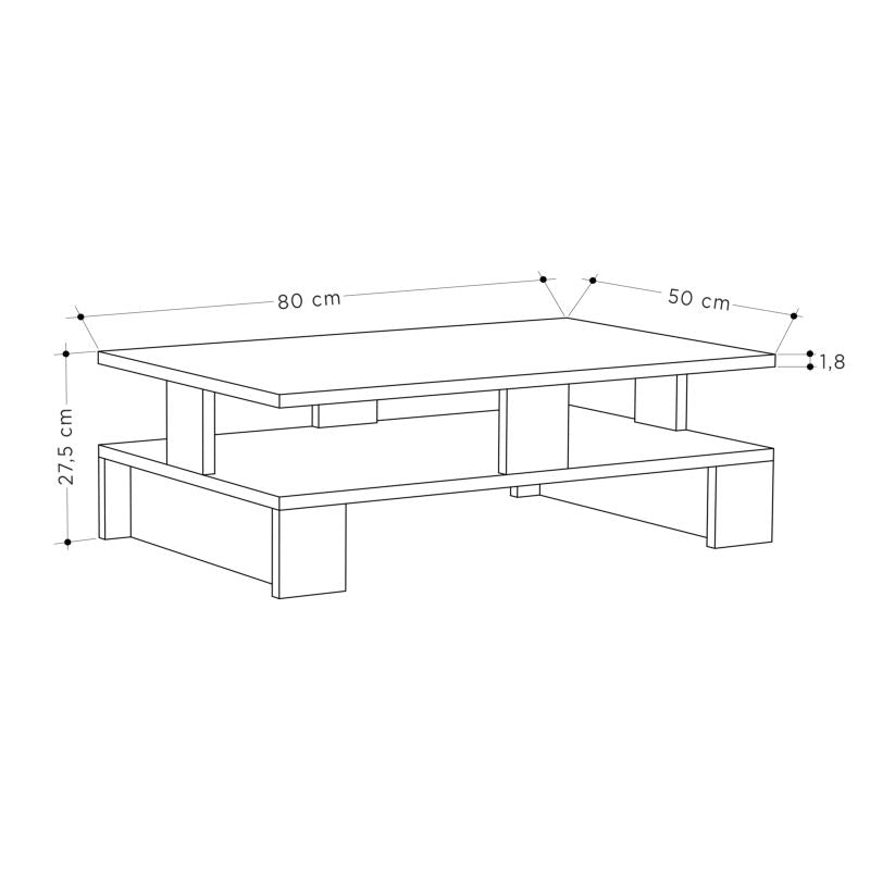 Τραπέζι σαλονιού Mansu pakoworld γκρι antique 80x50x27.5εκ pakoworld