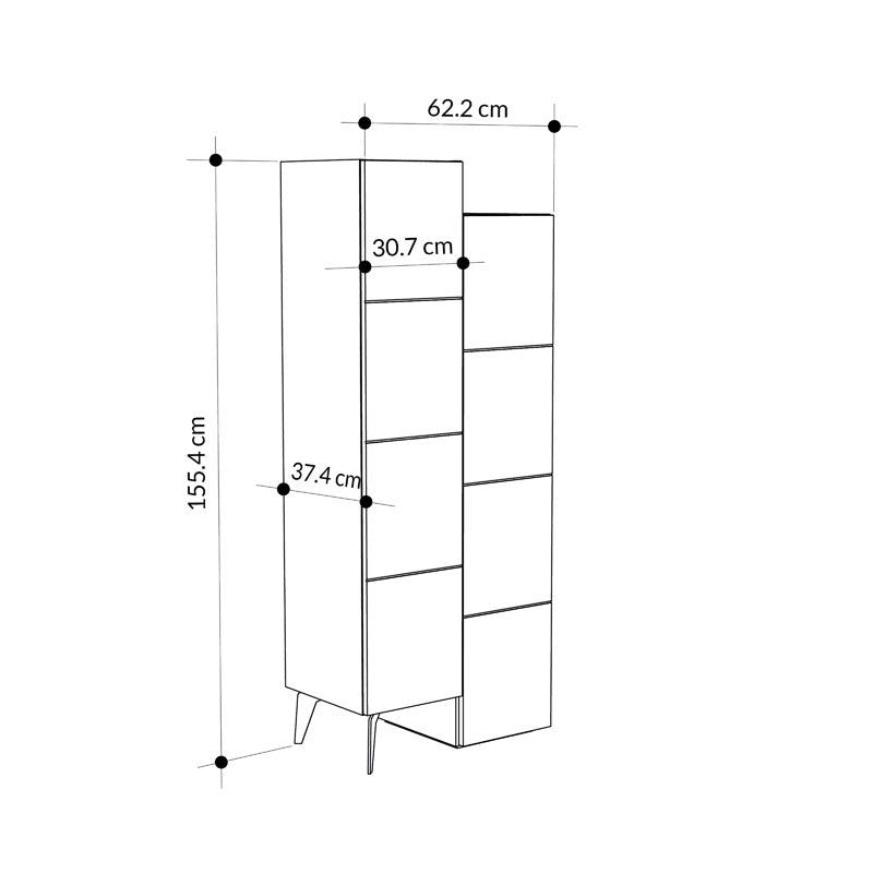 Ντουλάπι-στήλη Romane pakoworld λευκό 62.2x37.4x155.4εκ pakoworld