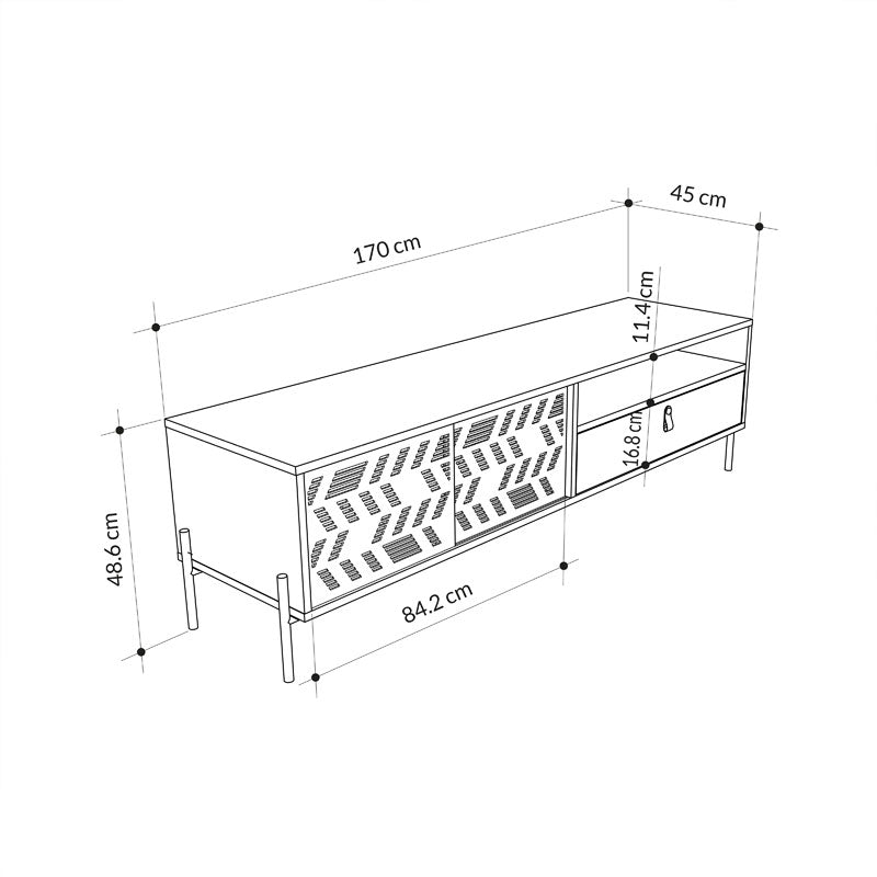 Έπιπλο τηλεόρασης Melati pakoworld φυσικό 170x45x48.5εκ pakoworld