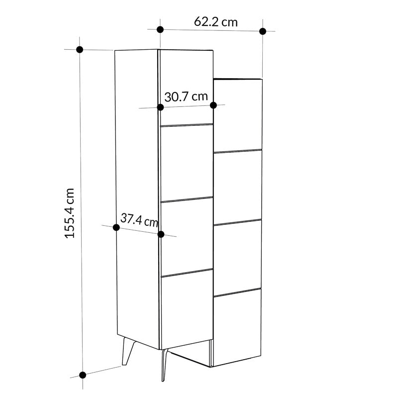 Ντουλάπι-στήλη Romane pakoworld φυσικό 62.2x37.4x155.4εκ pakoworld