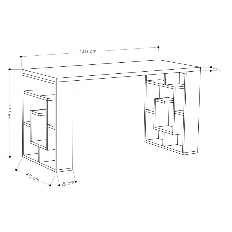 Γραφείο Labirent pakoworld χρώμα λευκό-καρυδί 140x60x75εκ pakoworld