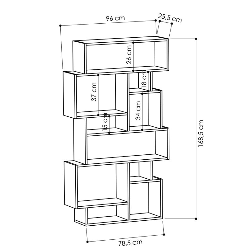 Βιβλιοθήκη Karmato pakoworld μόκα 96x25.5x168.5εκ pakoworld