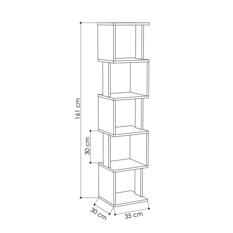 Βιβλιοθήκη - στήλη Piri pakoworld oak μελαμίνης 35x30x161εκ pakoworld