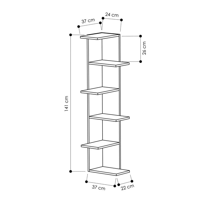 Βιβλιoθήκη γωνιακή Saso pakoworld μελαμίνης oak 37x37x141εκ pakoworld