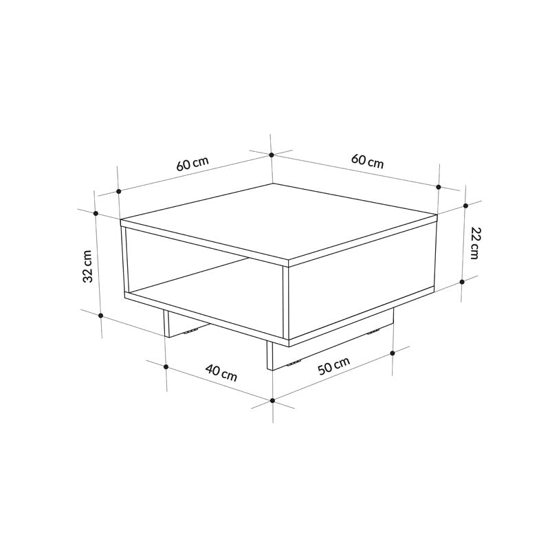 Τραπέζι σαλονιού Hola pakoworld μελαμίνης λευκό 60x60x32εκ pakoworld