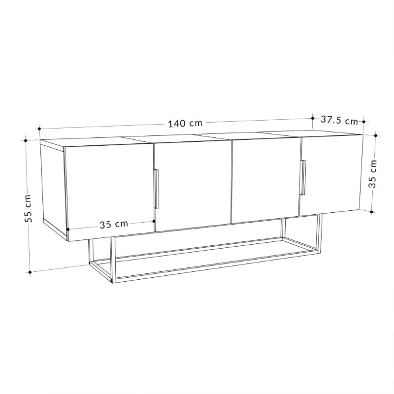 Έπιπλο τηλεόρασης Tontini pakoworld φυσικό-λευκό 140x37.5x55εκ pakoworld