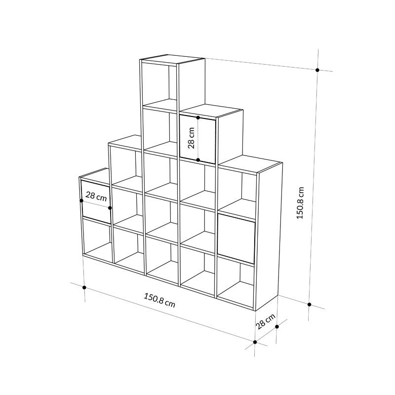 Βιβλιοθήκη Paleo pakoworld φυσικό μελανίνη 150.8x28x150.8εκ pakoworld