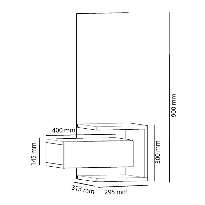 Κονσόλα-τουαλέτα κρεβατοκάμαρας Sabine pakoworld με καθρέπτη ανθρακί-φυσικό 40x31.5x90εκ pakoworld