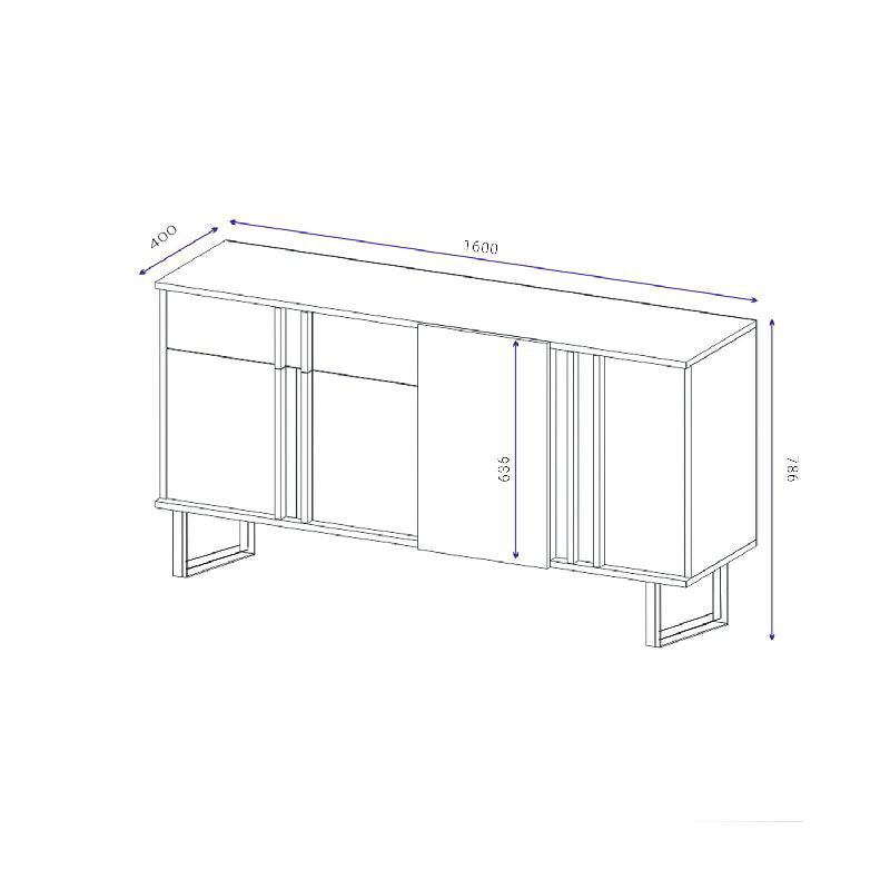 Μπουφές Amanda pakoworld καρυδί-μαύρο 160x40x78.5εκ pakoworld