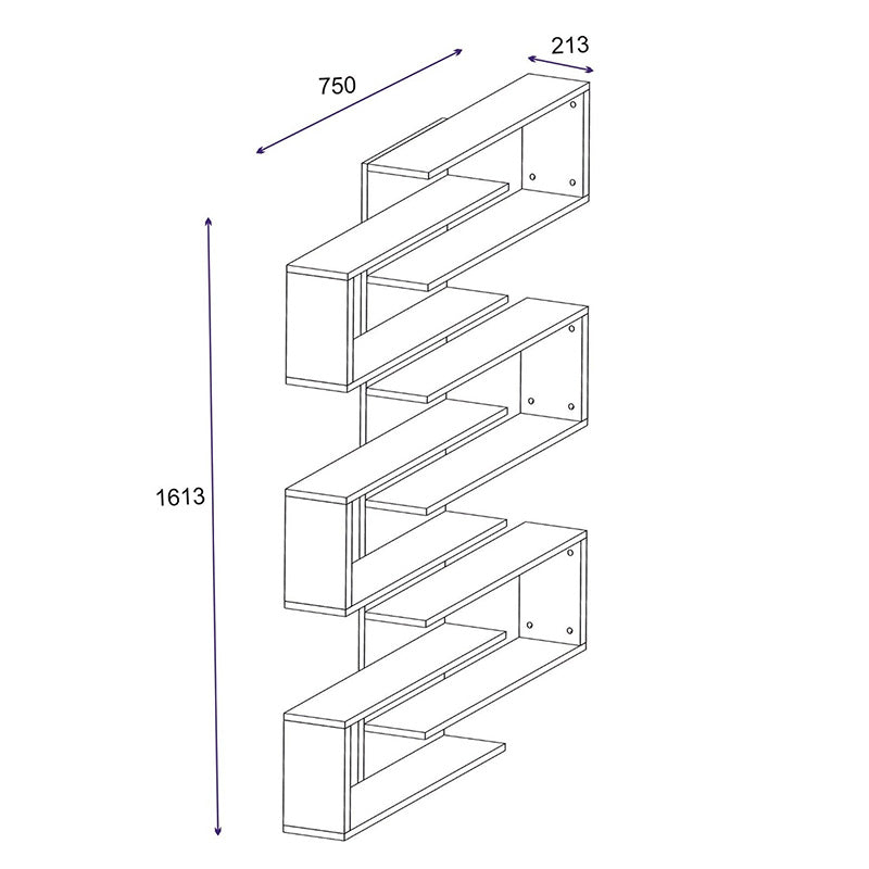 Ραφιέρα τοίχου Hart pakoworld λευκό 75x21.5x161.5εκ pakoworld