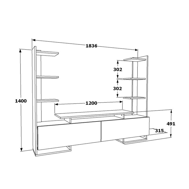 Σύνθετο σαλονιού Clarry pakoworld λευκό-φυσικό 183.6x31.5x140εκ pakoworld