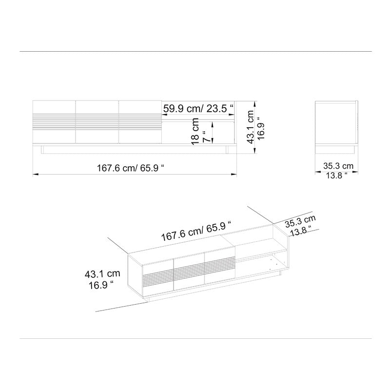 Έπιπλο τηλεόρασης Yubo pakoworld λευκό-φυσικό 167,6x35x43εκ pakoworld